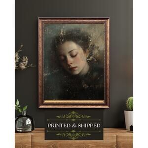Vintage Style Sleeping Woman Portrait Gothic Romantic Wall Art Print